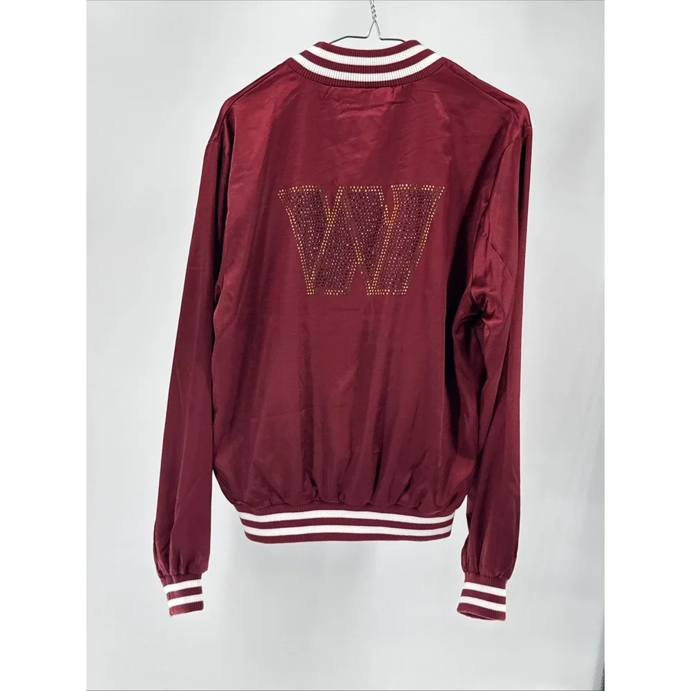 Washington Commanders Women's Satin Rhinestone Bomber Jacket NFL Size Medium
